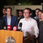 Motta concede entrevista ao lado de líderes, Haddad e Alcolumbre