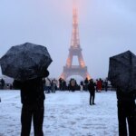 Onda de frio na Europa: na França, forte nevasca cobre Paris de branco
