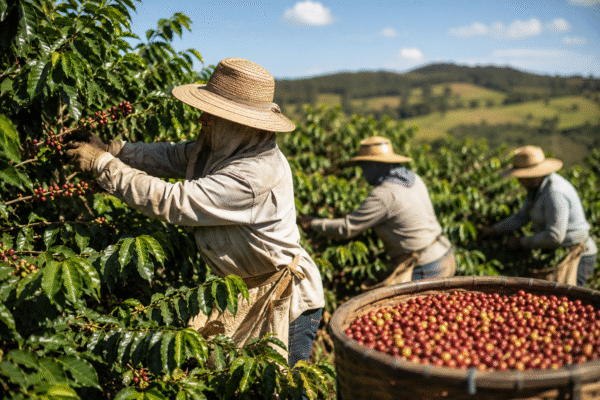 Trabalhadores rurais na colheita de café
