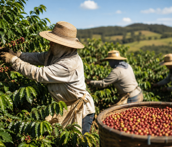 Trabalhadores rurais na colheita de café